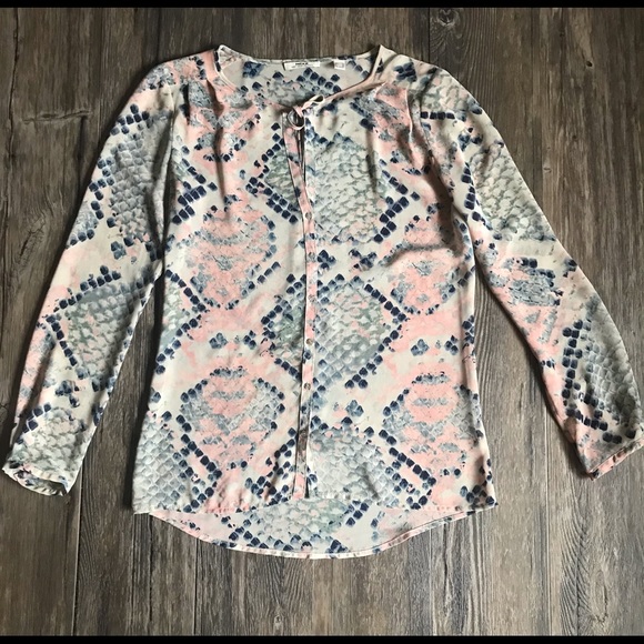 MEXX Blouse Pinks Blue Grey Snake Print - Picture 2 of 10